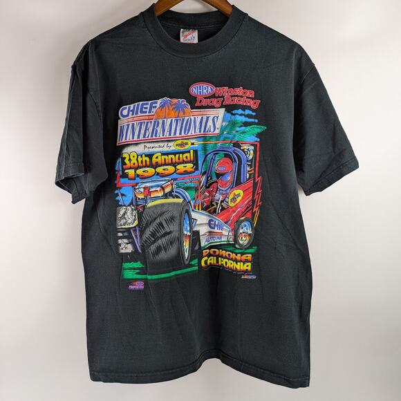 Jerzees Other - Vtg 1998 Mens L Drag Racing T-Shirt Winston NHRA Hot Rod Chief Winternationals